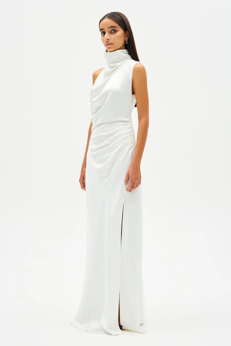 MISHA - Constantina Satin Gown - IVORY size 12