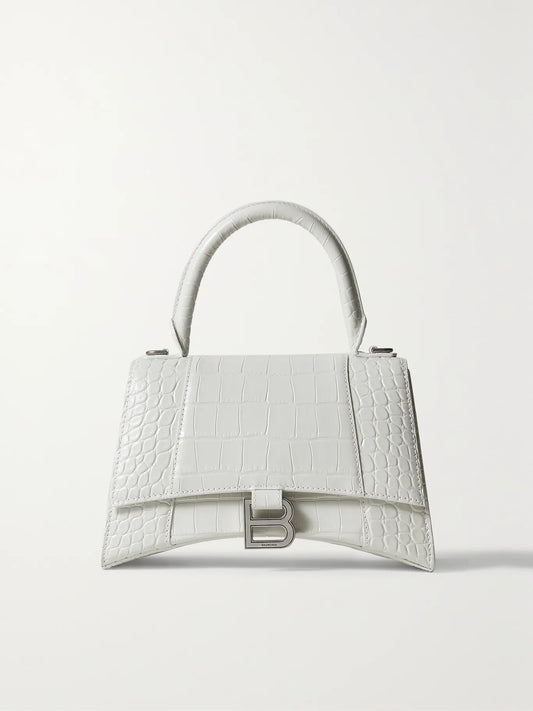 BALENCIAGA Hourglass croc-effect leather tote