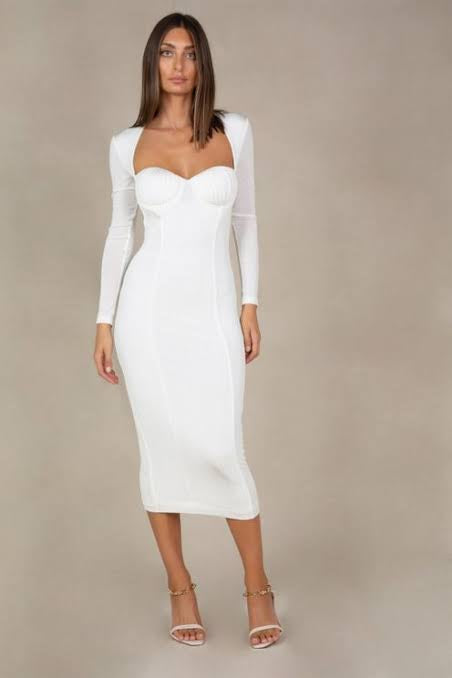 MISHA - White Jersey Tara Midi Dress